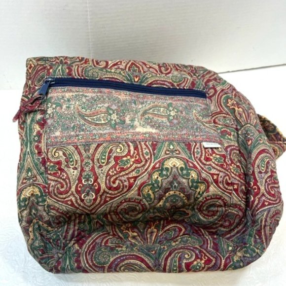 Vera Bradley Cotton Paisley Drawstring Sling Overnight Backpack Bag 9.75"x17" - Picture 4 of 16
